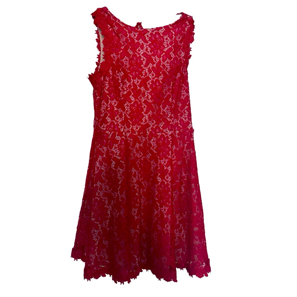 Mi Ami Dress  Red Lace Ruffle